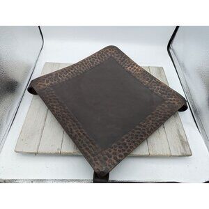 Metal Edge 12" Decor Display Plate Tray Brown with Copper Colored Accents Square